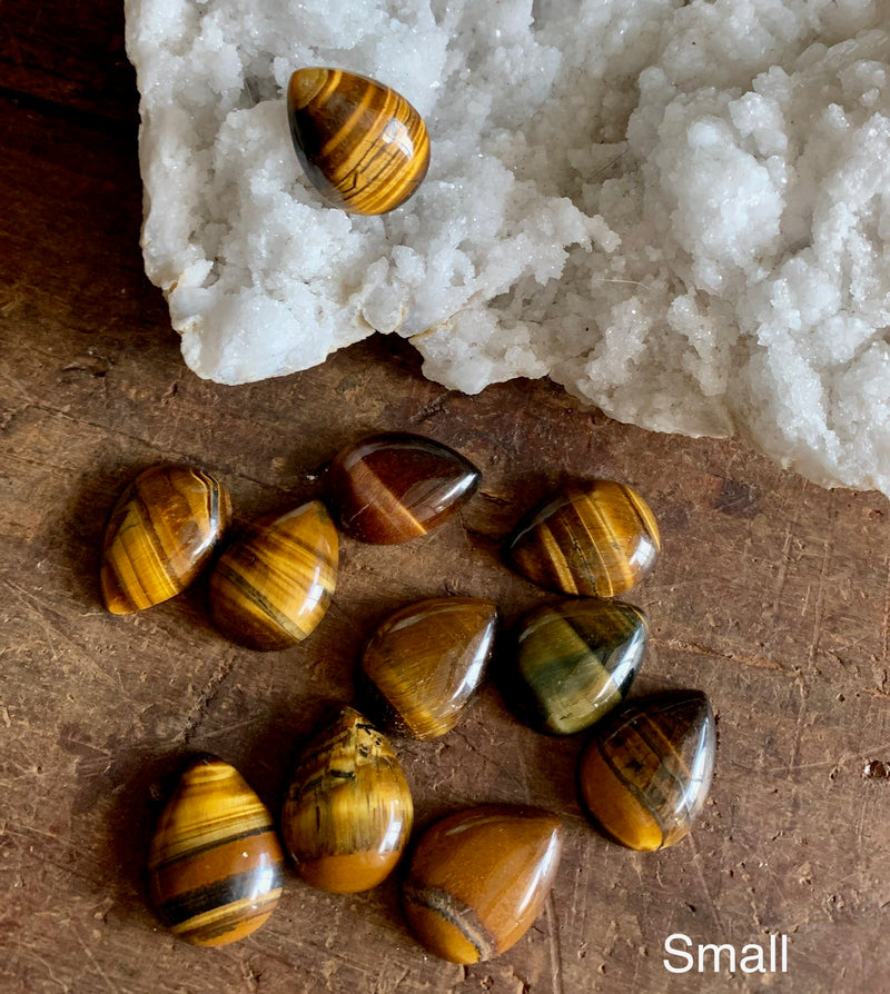 Gold Tiger Eye Pear / Tear Drop Shape Cabochons; FB2330