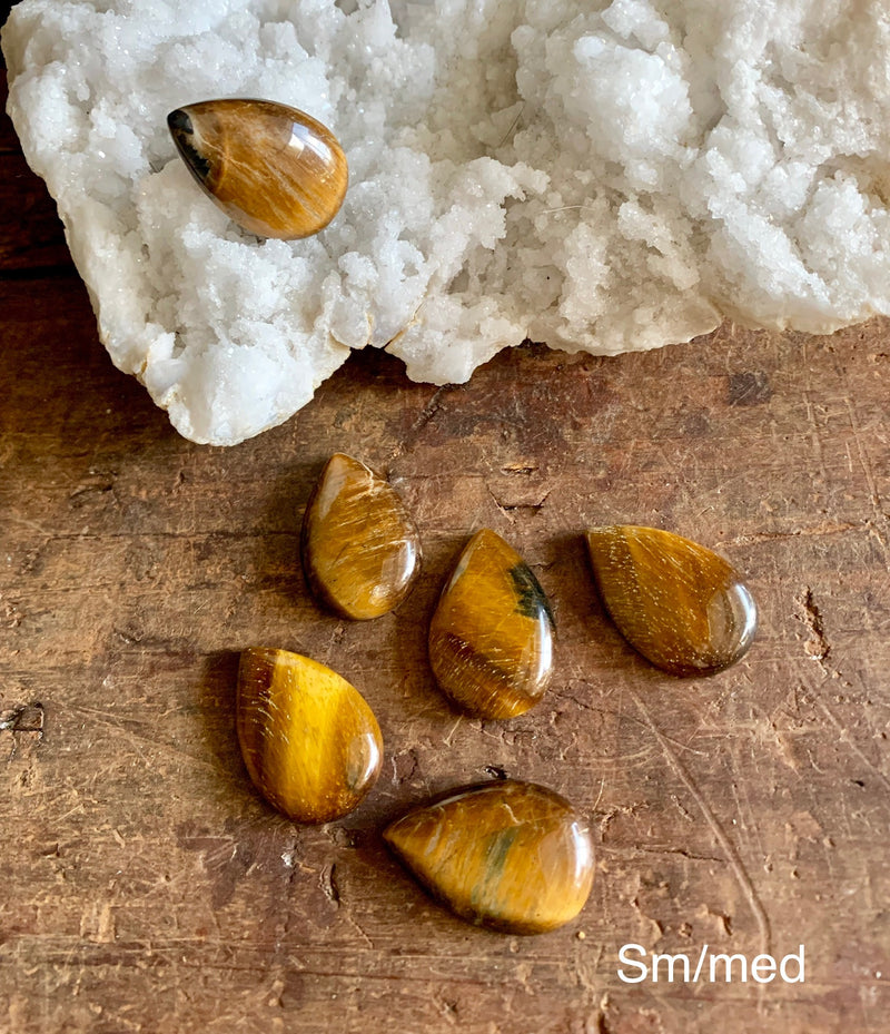 Gold Tiger Eye Pear / Tear Drop Shape Cabochons; FB2330