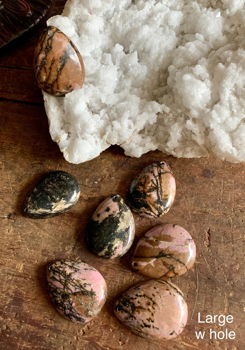 Polished & Carved Rhodonite Cabochons; FB2328