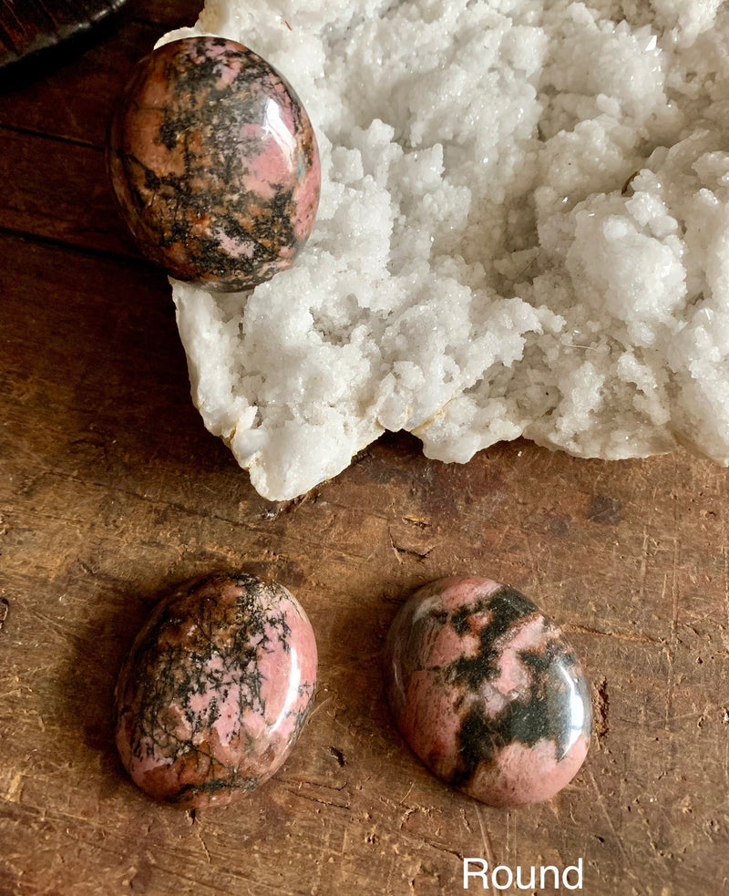 Polished & Carved Rhodonite Cabochons; FB2328