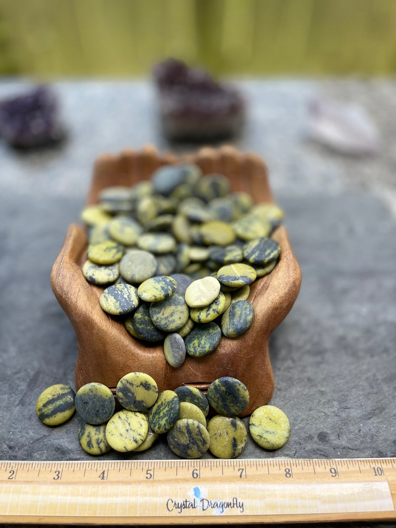 Tumbled Serpentine Rounded Discs for manifestation and abundance