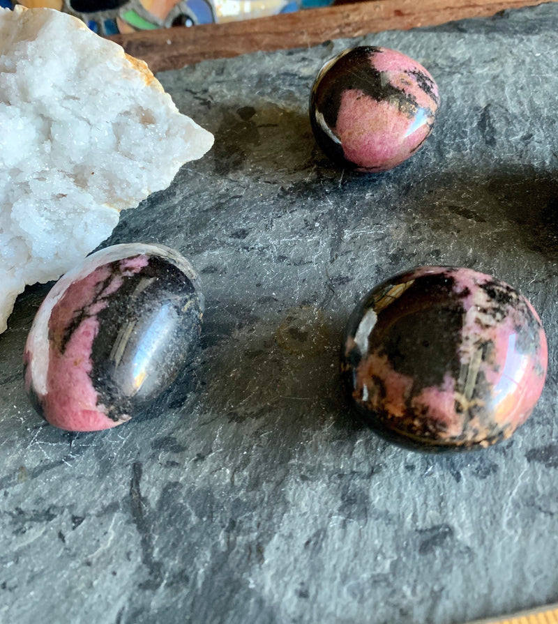 Rhodonite Pebbles for acceptance, healing, anxiety, peace, and stress; FB1297