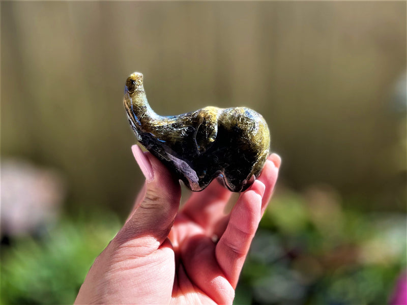 Labradorite Elephant with Long Trunk Large A Quality FB2351