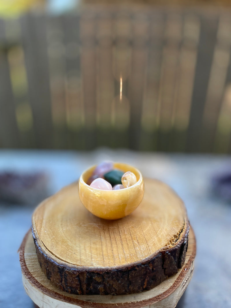 Gemstone Bowls, Thick Orange Calcite or Small Tiger Eye FB2691