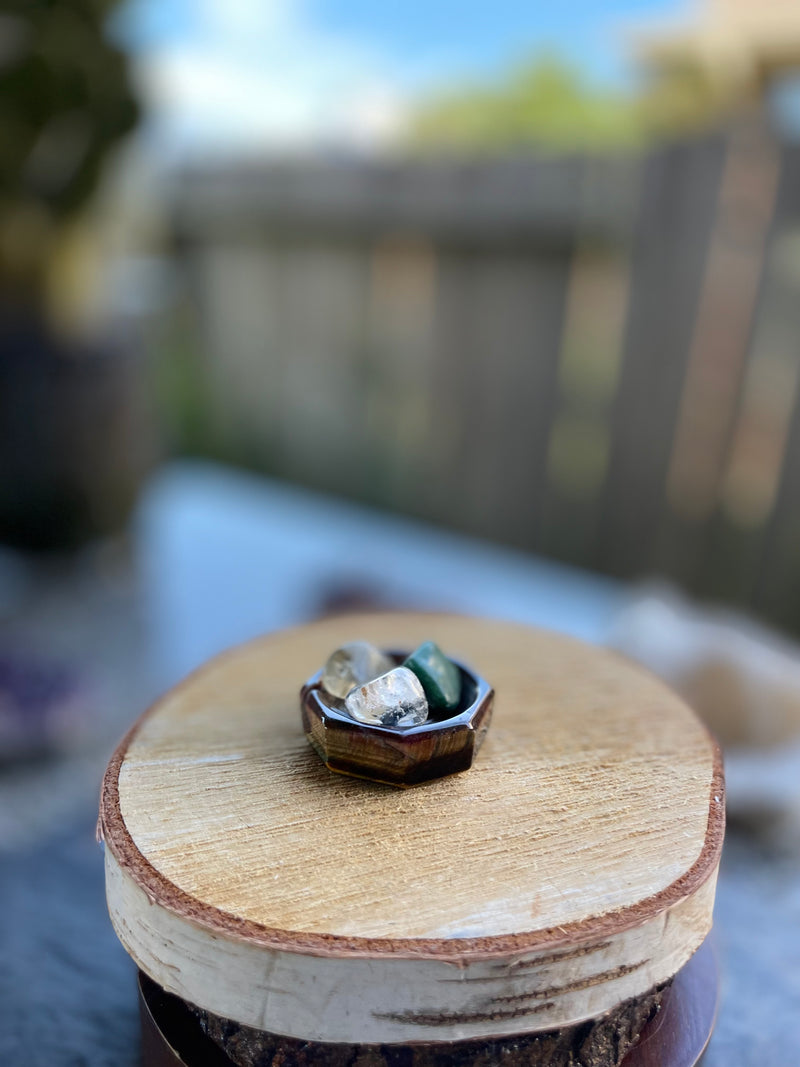 Gemstone Bowls, Thick Orange Calcite or Small Tiger Eye FB2691