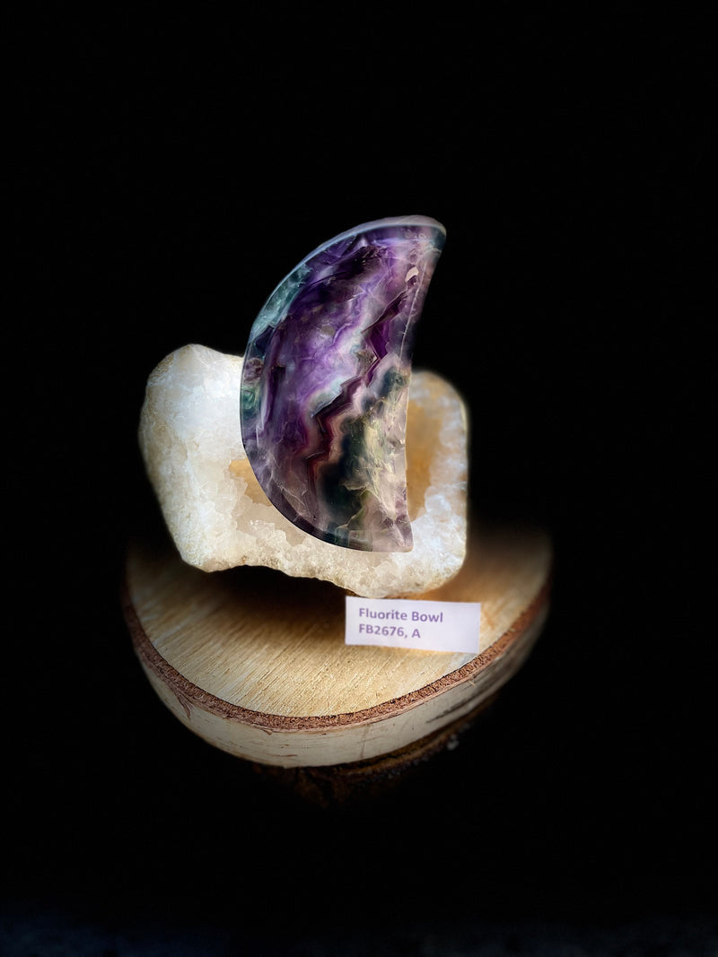 Blue / Purple Rainbow Fluorite Bowls, intuition, clarity, FB2676