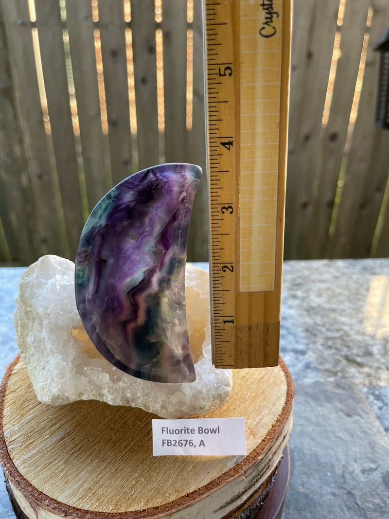 Blue / Purple Rainbow Fluorite Bowls, intuition, clarity, FB2676