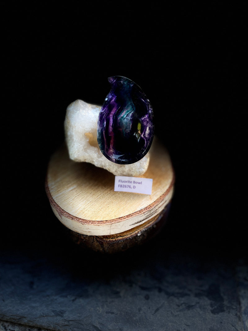 Blue / Purple Rainbow Fluorite Bowls, intuition, clarity, FB2676