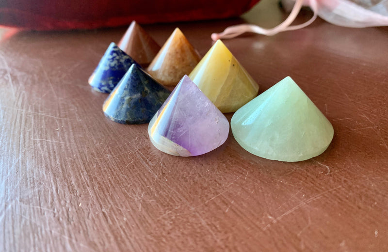Chakra Conical Pyramids, collection of 7 FB1794