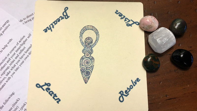 Inner Goddess Crystal Grid - Resolve, Learn, Listen, Breathe; FB1947