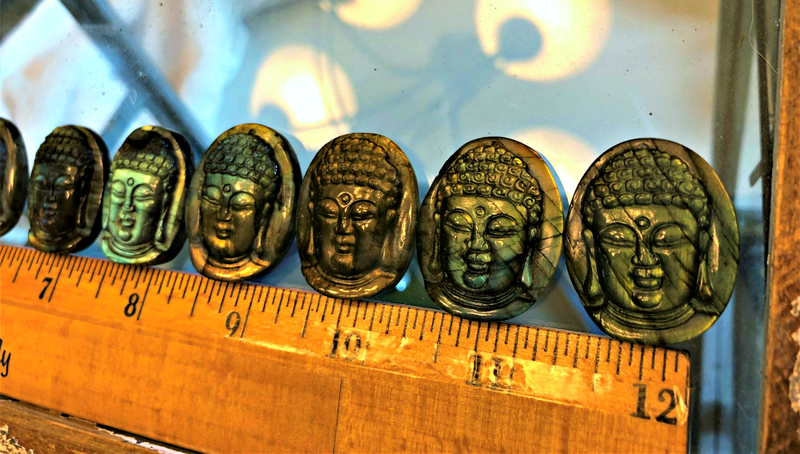 Labradorite Carved Buddha Cabochons FB1748