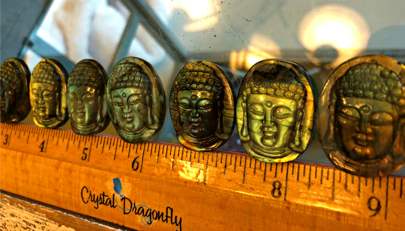 Labradorite Carved Buddha Cabochons; FB1748