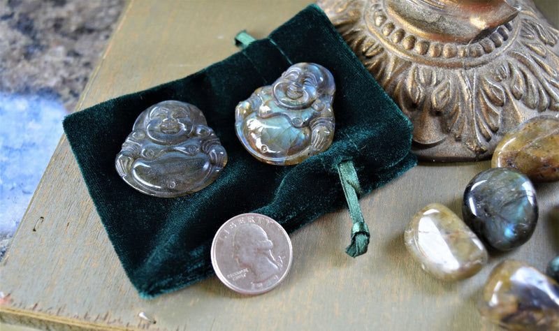 Labradorite - Carved Smiling Buddha, from Madagascar; FB1220