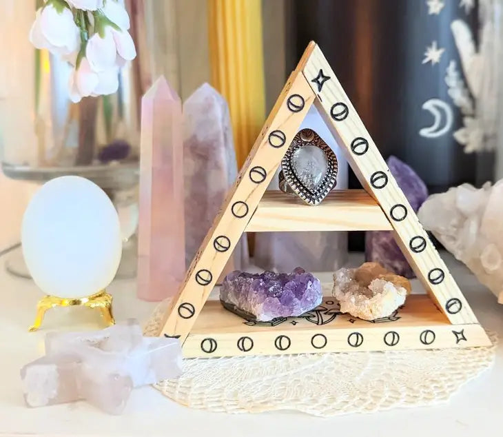 Moon Phase, Crystals and Mushrooms Triangular Small Shelf FB3294