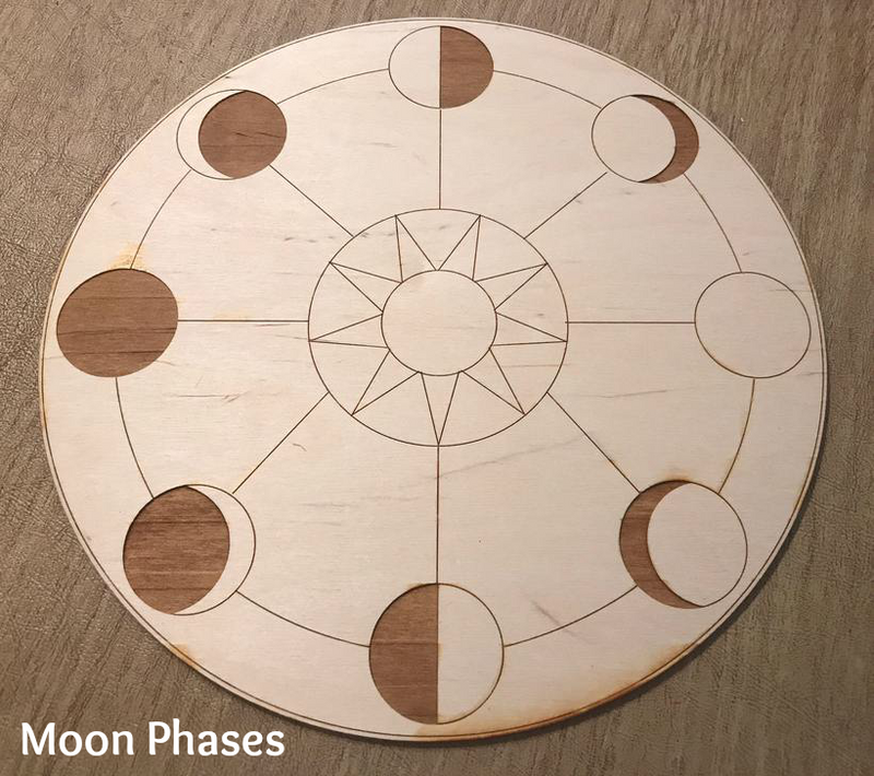 Wood Round Crystal Grid Bases, Assorted Patterns FB1246