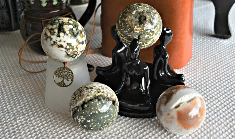 Ocean Jasper Sphere from Madagascar, gentle energy, fosters cooperation FB1353 💎