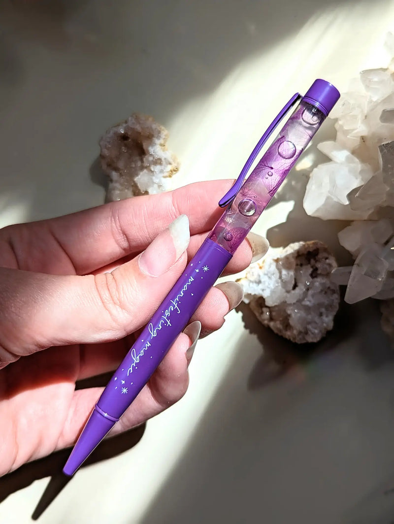 Manifesting Pen with Clear Quartz & Leaves FB3270