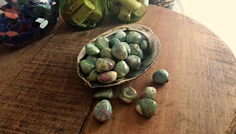 Tumbled Ruby Fuchsite for awareness, intuition, transforming negative energies