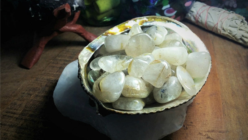 Tumbled Rutilated Quartz for easing depression and claivoyance