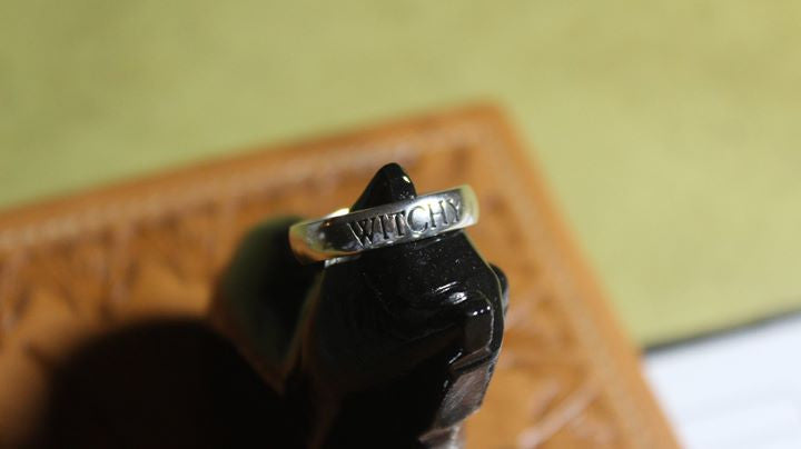 Solid Sterling Silver Bands / Rings Engraved "Witchy", "Magick", and "Blessed Be", Gift Boxed FB1005