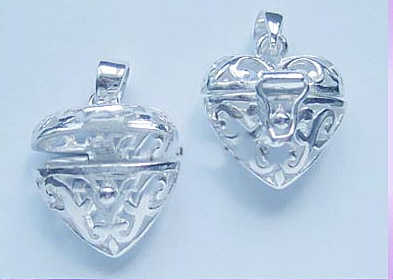 Sterling Silver Open Heart Locket Charm / Pendant FB3166