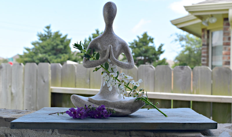 Yoga Lady Figurine in Meditative Prayer, Sandstone FB1236