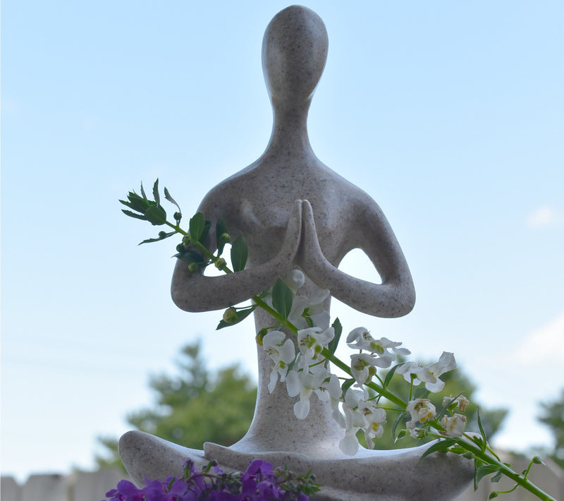 Yoga Lady Figurine in Meditative Prayer, Sandstone FB1236