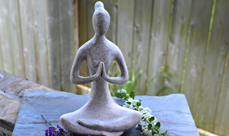 Yoga Lady Figurine in Meditative Prayer, Sandstone FB1236