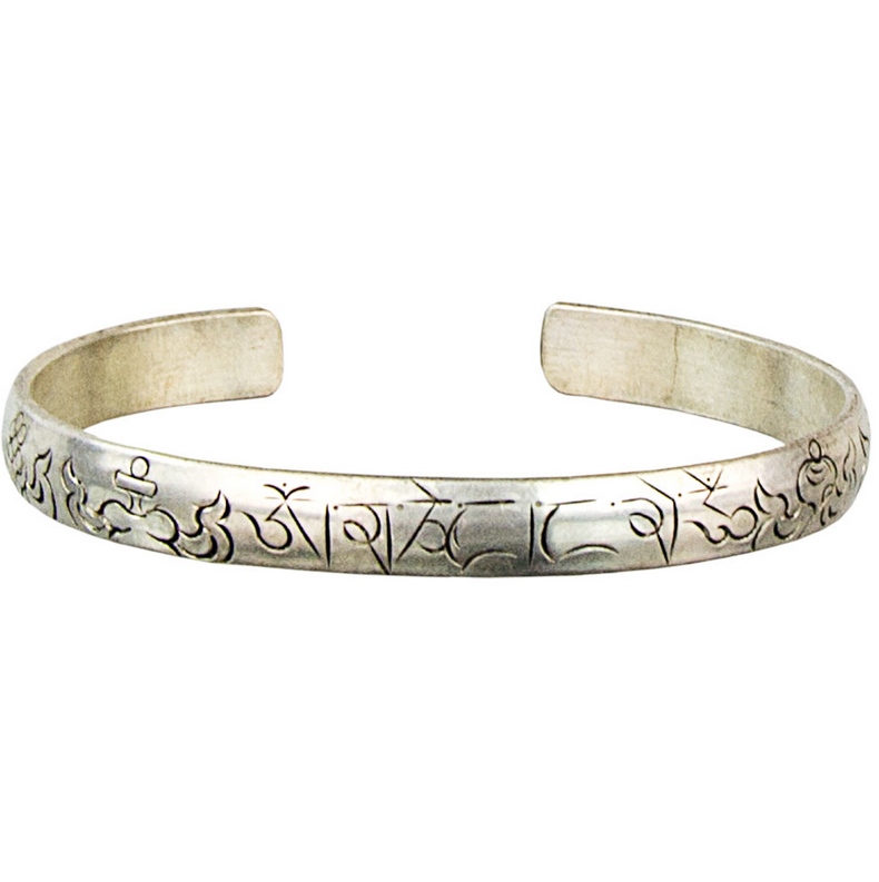 Om Mani Padme Hum Bracelet, Silver Finish FB3239