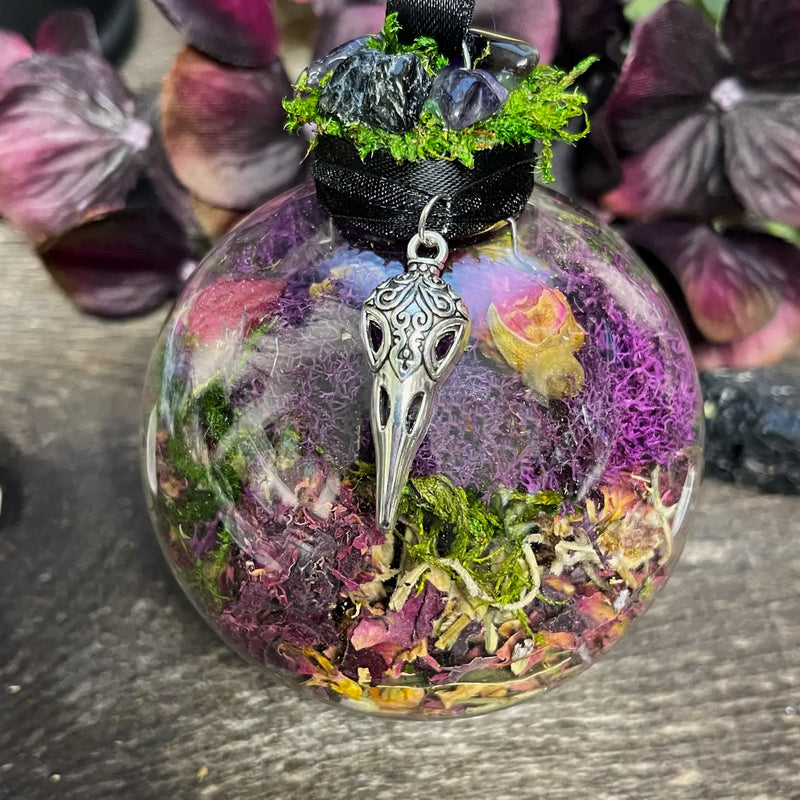 Witch Ball, Hamsa Protection, Tree of Life, Crow Skull or Fairy Orb, Natural Herbs FB3261