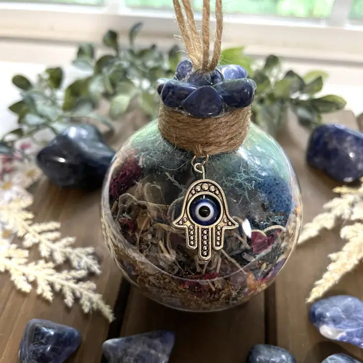 Witch Ball, Hamsa Protection, Tree of Life, Crow Skull or Fairy Orb, Natural Herbs FB3261