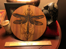 Wood Round Etched Crystal Grid Boards / Bases, Stained, Finely Detailed; FB1803