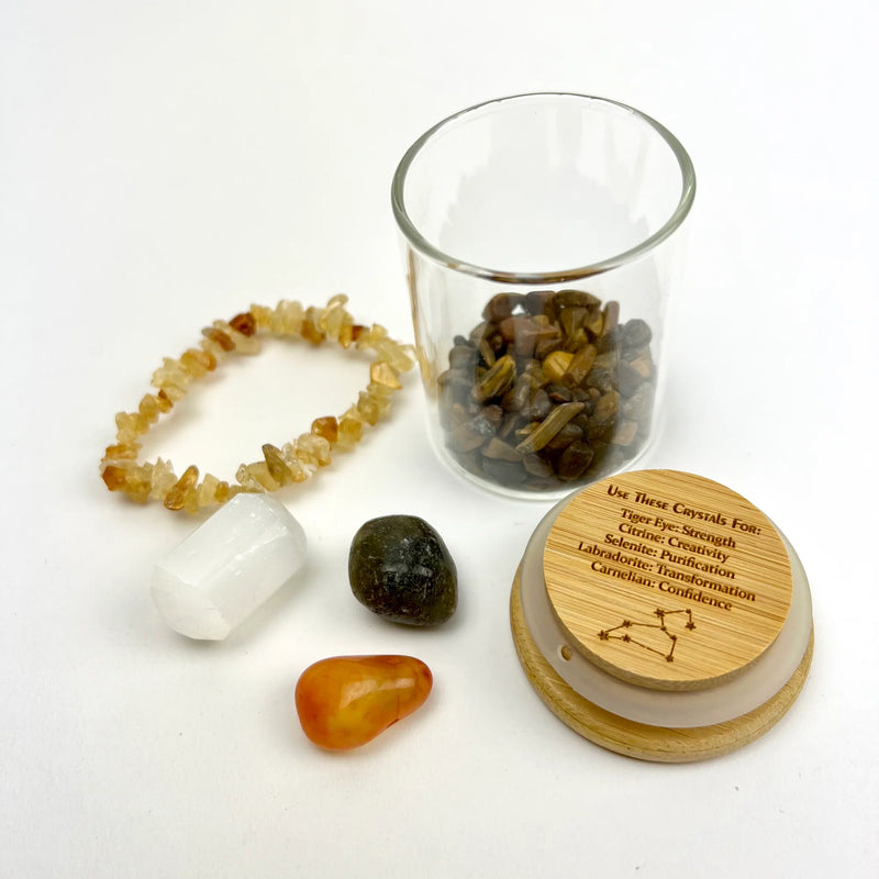 Zodiac Manifesting Glass Jar Crystal Kit Collections FB3259