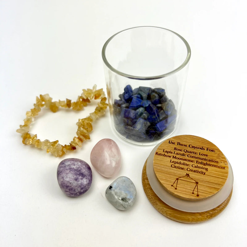 Zodiac Manifesting Glass Jar Crystal Kit Collections FB3259