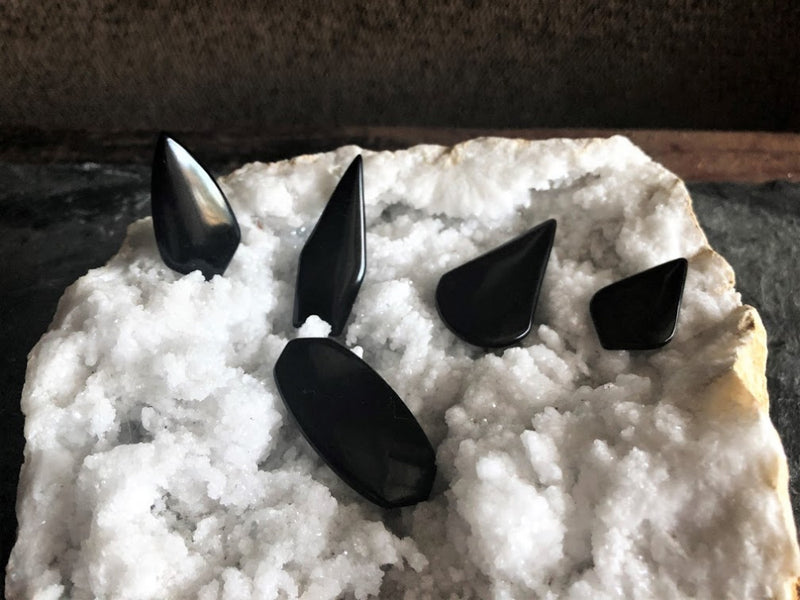 Black Obsidian Glossy Cabochons, grounding, protection; FB2332
