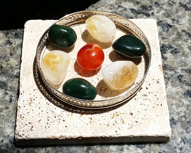 Zodiac "Aries" Crystal Astrology Grid - Citrine, Carnelian, & Bloodstone