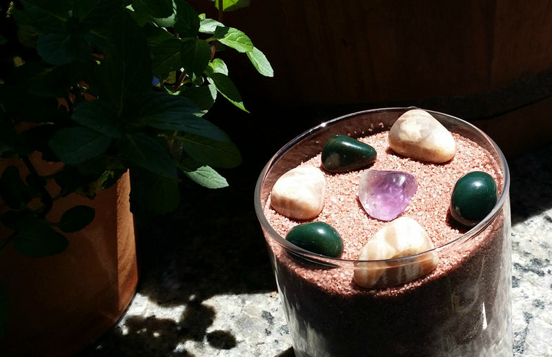 Zodiac "Pisces" Crystal Astrology Grid - Amethyst, Moonstone, & Bloodstone