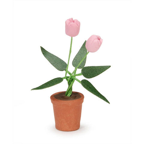 Fairy Garden / Miniature Accessories - Mini Potted Pink Tulips - FB1706