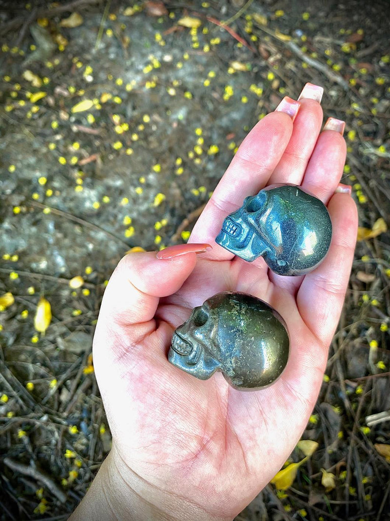 Carved Skulls, Pyrite, Tree Agate, FB1030