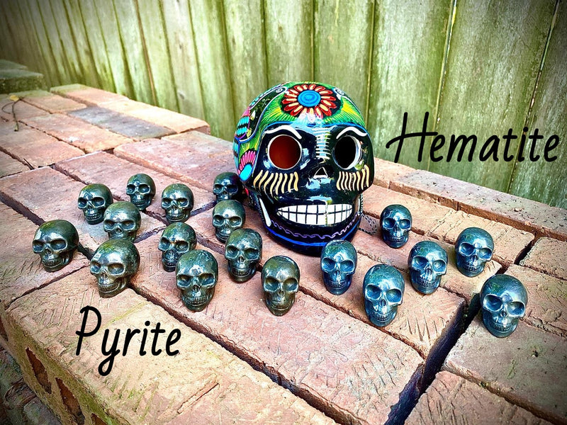 Carved Skulls, Pyrite, Tree Agate, FB1030