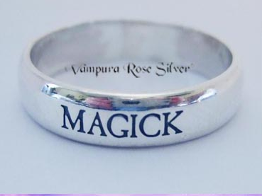 Solid Sterling Silver Bands / Rings Engraved "Witchy", "Magick", and "Blessed Be", Gift Boxed FB1005