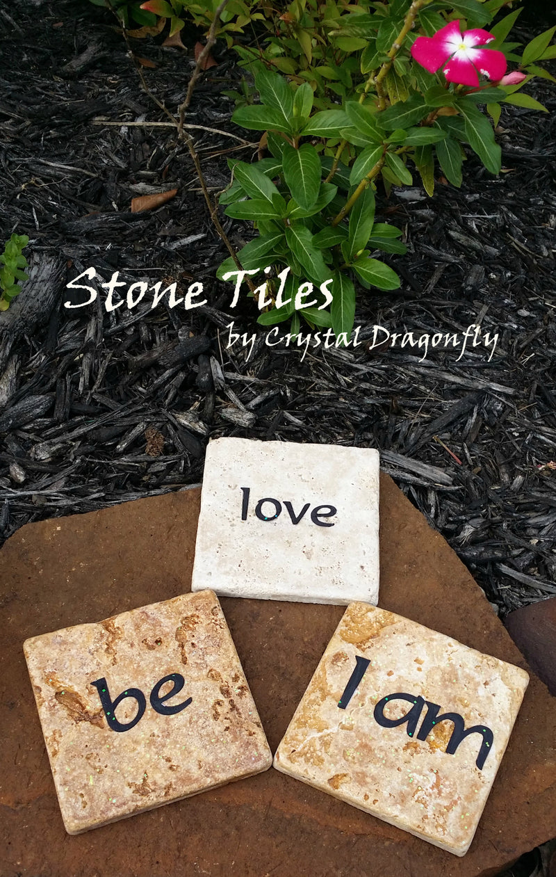 Inspirational Stone Tiles for Crystal Grids or Display - "I am" "be" "love" FB2404