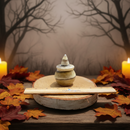 Zebra Calcite Jack O'Lantern Pumpkin with Hat FB3105