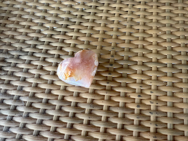 Sakura (Pink Flower Agate) Carved Heart, feminine energy, security FB2101 🌸