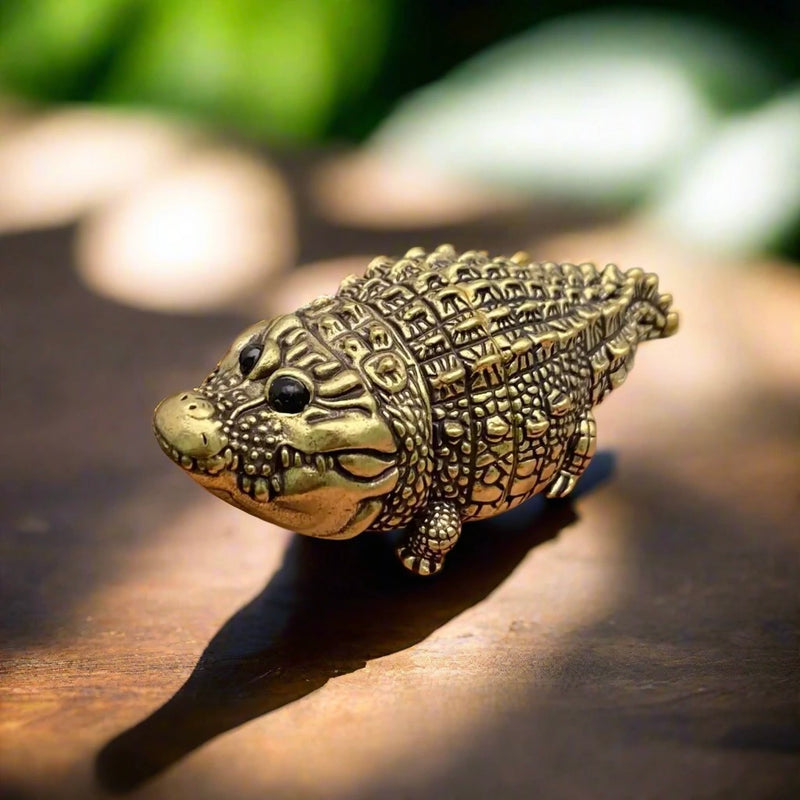 Brass Chunky Crocodile Mini Totem / Spirit Animal Figurine FB9001 🍃