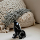 Black Onyx Wolf with Etched Crescent Moon, Spirit Animal FB3325 🏜️