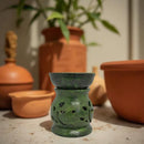 Oil Diffuser / Burner Carved Green Soapstone with Leaf Cutouts FB1338 🌵
