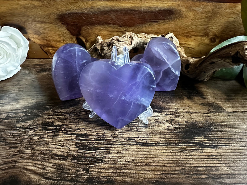 Purple Fluorite Hearts for confidence, intuition & to neutralize stress FB2257