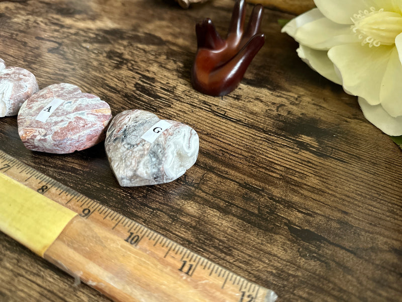 Mexico Agate Chunky Smooth Carved Hearts FB3198