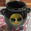 Ceramic Black Mini Cauldron With Raven or Tree of Life Design FB3128 🐦‍⬛